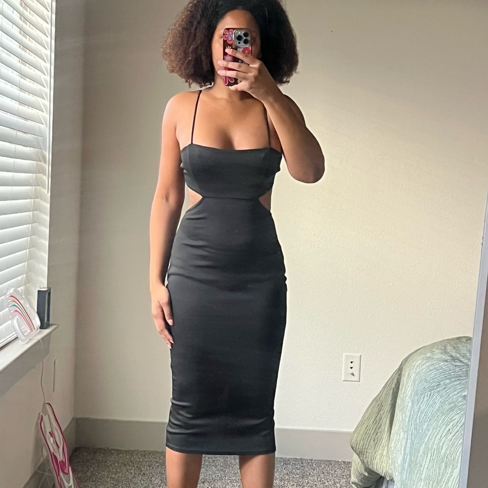 Nasty Gal Black Strappy Midi Dress